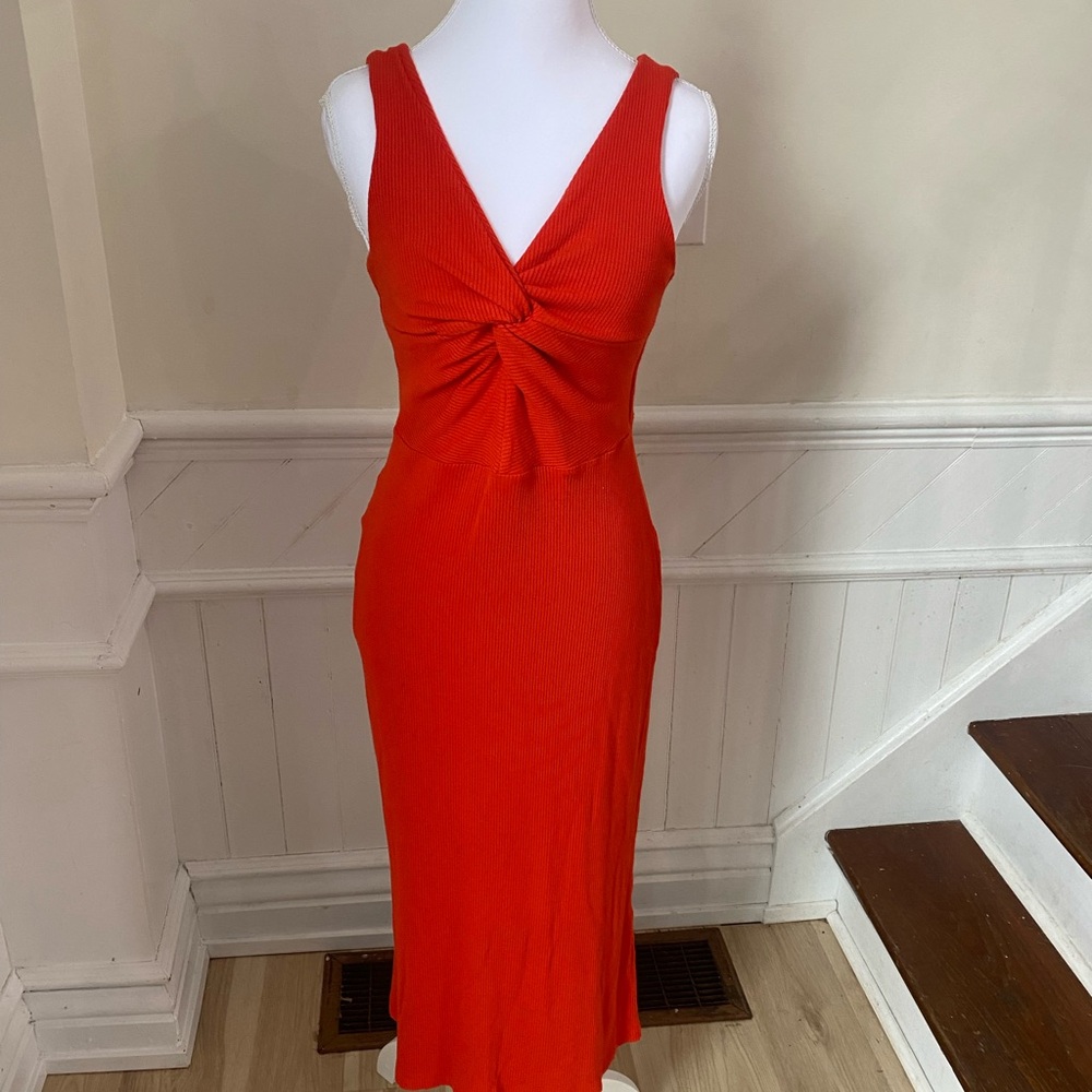 & Other Stories Red Knit Midi Dress